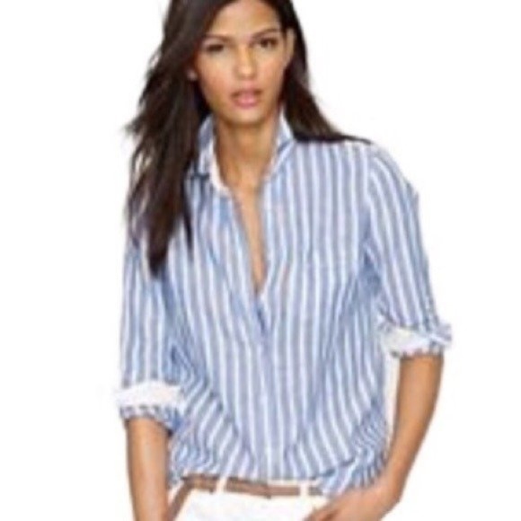 j crew blue and white striped shirt